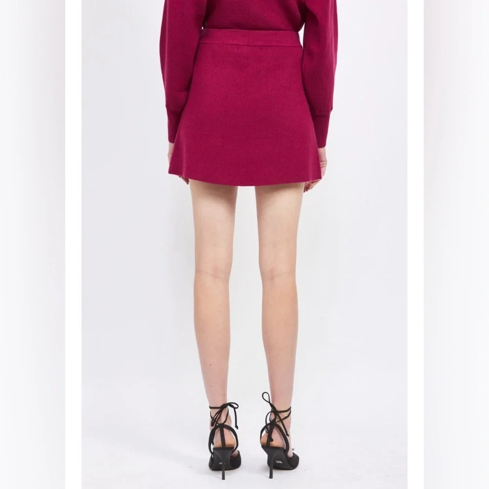 En Saison Lisette Sweater Skirt in Fuchsia - Picture 2 of 5